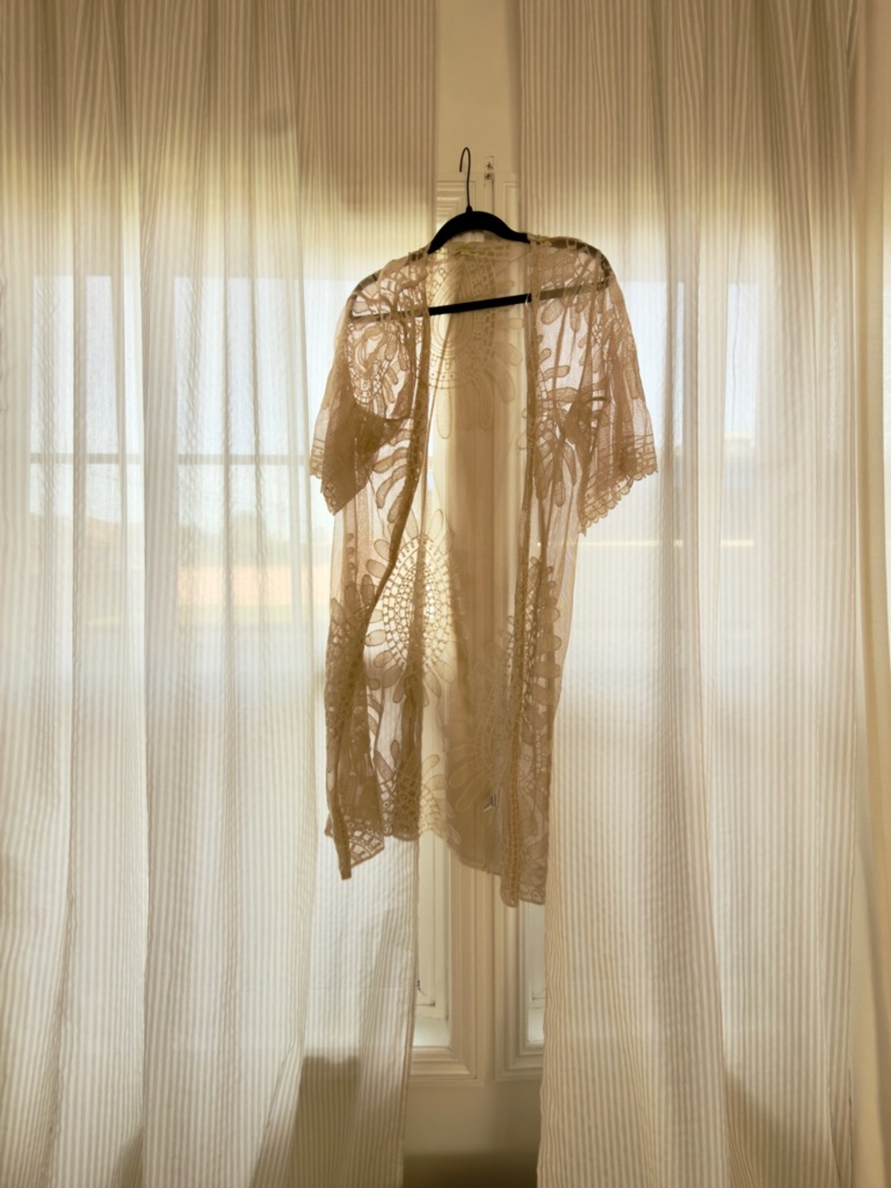 Lace Kimono Cover-Up - Cream Sheer Robe